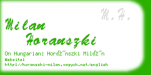 milan horanszki business card